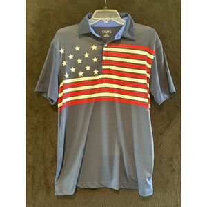 Chaps Golf Polo‎ Shirt American Flag Patriotic USA Stars Stripes M